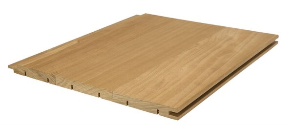 14 x 260 mm Thermo Espe Sauna Big Board 4, A.Sort., geh., Kanten gefast, 10 mm Feder, foliert zu 4 Stk. in der Breite aus vier gleich breiten Lamellen verleimt (Bund: 4 St. / Längen nach Verfügbarkeit: 210 / 240 / 270 / 300 cm)