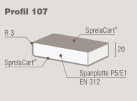 200 x 4100 mm (B x L) SPRELA Innenfesterbank Select, Farbe: weiß A 103 CR, Profil 107 ohne Blende. Radius 3 mm, Träger Span E1 nach EN 16516, P5, Verklebung D3, Plattenstärke 20 mm, Schichtstoffstärke ca. 0,5 mm (Online: Anlieferung nur nach Absprache)