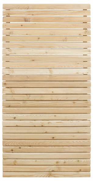 89 x 179 cm Nordstrand Rhombus Gebirgslärche unbehandelt, Rhombusleisten: ca. 19 x 65 mm, verdeckt verschraubt, Konstruktionsleisten ca. 19 x 40 mm (Ausverkauft / 2025) Art.- Nr.: NS152