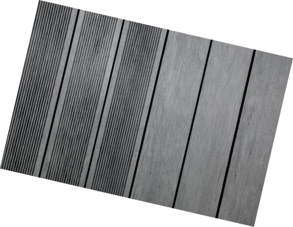 20 x 146 mm VIVADECK® WPC Vintage-Terrassendielen, Dunkelgrau-Massiv-Profil, Kombi-Profil eins. Gebürstet / eins. Fein gerillt, mit seitlicher Clip-Nut für VD022 & T3601, Längen: 395 cm (Eingabe bei Bestellung / Menge = Lfm.)