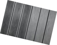 20 x 146 mm VIVADECK® WPC Vintage-Terrassendielen, Dunkelgrau-Massiv-Profil, Kombi-Profil eins. Gebürstet / eins. Fein gerillt, mit seitlicher Clip-Nut für VD022 & T3601, Längen: 495 cm (Eingabe bei Bestellung / Menge = Lfm.)
