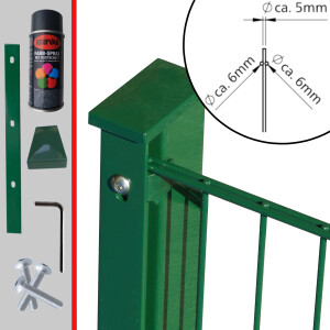 RECHTECKROHR-BASIS-PFOSTEN MIT FLACHEISENLEISTE RAL 6005...