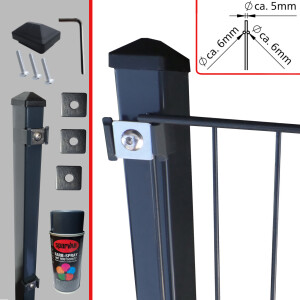 RECHTECKROHR-BASIS-PFOSTEN MIT KLEMMHALTERN RAL 7016...