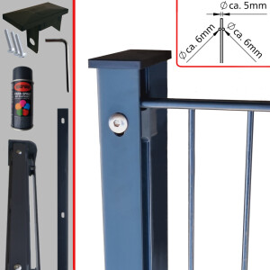 RECHTECKROHR-BASIS-PFOSTEN MIT FLACHEISENLEISTE RAL 7016...