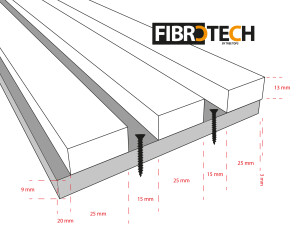 22 x 605 x 2440 mm Fibrotech Akustikpaneel Furnier Eiche schwarz, fugenloser Optik (9 mm PET Filzträger-schwarz / Lamelle: 12 x 25 mm MDF schwarz), VE: 1 St. / 1,48 qm (ca. 13,5 kg)