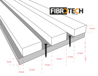 22 x 605 x 2440 mm Fibrotech Akustikpaneel Furnier Eiche schwarz, fugenloser Optik (9 mm PET Filzträger-schwarz / Lamelle: 12 x 25 mm MDF schwarz), VE: 1 St. / 1,48 qm (ca. 13,5 kg)