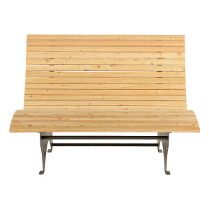 Das Waldsofa / Motiv: Sonne + Möwen, Auflage aus Kan. Lärche geh., 2 Untergestelle Stahl + Beschichtung / Oberfläche Grundiert / Pulverbeschichtet - DB 703 Anthrazit, Ablagedielen gegen Aufpreis, Format ca.: B 148 cm x H 50,5 / 107 cm x T 152 cm