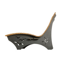 Das Waldsofa / Motiv: Sonne + Möwen, Auflage aus Kan. Lärche geh., 2 Untergestelle Stahl + Beschichtung / Oberfläche Grundiert / Pulverbeschichtet - DB 703 Anthrazit, Ablagedielen gegen Aufpreis, Format ca.: B 148 cm x H 50,5 / 107 cm x T 152 cm