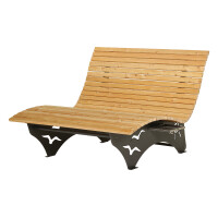 Das Waldsofa / Motiv: Sonne + Möwen, Auflage aus Kan. Lärche geh., 2 Untergestelle Stahl + Beschichtung / Oberfläche Grundiert / Pulverbeschichtet - DB 703 Anthrazit, Ablagedielen gegen Aufpreis, Format ca.: B 148 cm x H 50,5 / 107 cm x T 152 cm