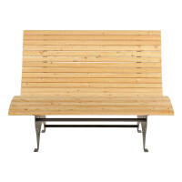 Das Waldsofa / Motiv: Sonne + Möwen, Auflage aus Kan. Lärche geh., 2 Untergestelle Stahl + Beschichtung / Oberfläche Grundiert / Pulverbeschichtet - DB 703 Anthrazit, Ablagedielen gegen Aufpreis, Format ca.: B 148 cm x H 50,5 / 107 cm x T 152 cm