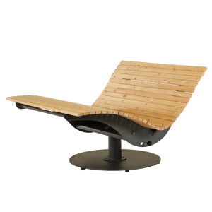 Das Waldsofa / Drehliege mit Kippfunktion, Auflage aus Kan. Lärche Latten gehobelt, 2 Untergestelle aus 5 mm Stahl / Oberfläche Grundiert / Pulverbeschichtet - DB 703 Anthrazit, Format ca.: B 148 cm x H 120 cm x T 150 cm