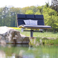 Das Waldsofa / Drehliege mit Kippfunktion, Auflage aus Kan. Lärche Latten gehobelt, 2 Untergestelle aus 5 mm Stahl / Oberfläche Grundiert / Pulverbeschichtet - DB 703 Anthrazit, Format ca.: B 148 cm x H 120 cm x T 150 cm