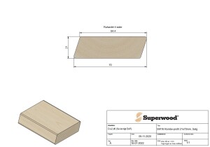 21 x 70 x 5100 mm Superwood SW16 Rhombusleiste nord. Fichte, u/s nachsortiert, durchgehend imprägniert Oberfläche: rauh, naturbelassen