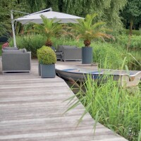 25 x 145 mm Bangkirai-Terrassendielen Glattkantprofil, 4-seitig gehobelt Kanten gefast, Blue Star PREMIUM KD Dauerhaftigkeitsklasse 2 nach EN 350-2, Längen ab 244 bis 488 cm je nach Verfügbarkeit (Eingabe bei Bestellung / Menge = Lfm.)