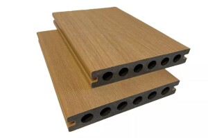 23 x 138 x 5000 mm WPC Theva CoEx Terrassendiele Teak, semi-Massiv / Hohlkammer, Oberfläche strukturiert, beidseitig verwendbar (Abrechnung nach Lfm. / Siehe Beschreibung)