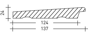 24 x 137 mm Cape Cod Konus Massivholzfassade Typ: Bevel, endbehandelt Kieselgrau Sichtseite feiner Bandsägeschnitt Deckmaß: 124 mm, Länge: 427 cm Abr. qm - TÜ-100