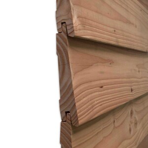 26 x 146 mm euro.Douglasie Fassade KSP.geh Konusprofil mit Nut+Feder, gehobelt, unbehandelt Qual.: I/III nachsortiert, techn. getr., Hf. ca. 18% Deckbreite: 125 mm, foliert (VE 4 Stück), Länge: 400 & 500 cm Abr. qm - TÜ-110