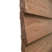 26 x 146 mm euro.Douglasie Fassade KSP.geh Konusprofil mit Nut+Feder, gehobelt, unbehandelt Qual.: I/III nachsortiert, techn. getr., Hf. ca. 18% Deckbreite: 125 mm, foliert (VE 4 Stück), Länge: 400 & 500 cm Abr. qm - TÜ-110