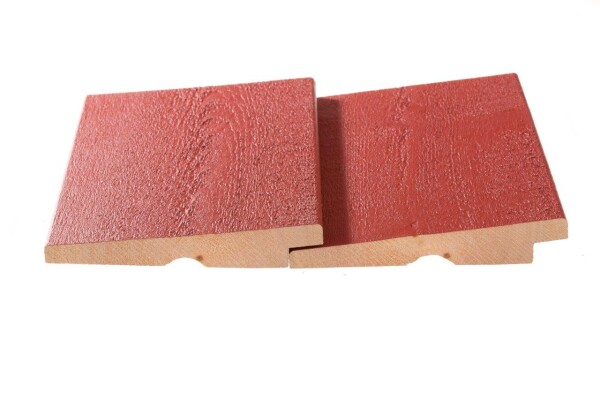 24 x 137 mm Cape Cod Konus Massivholzfassade Typ: Bevel, endbehandelt Kaminrot Sichtseite feiner Bandsägeschnitt Deckmaß: 124 mm, Länge: 427 / 488 cm (Ellerb.)