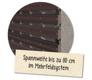 20,5 x 81 x 4200 mm megawood® Rhombusprofil, MWRLO LORBEER Fugenabstand bei Befestigung mit V2A Klammer: 5-8mm (auch als Abschlussprofil für megawood® Terrassendecks in Farbe NATURBAUN einsetzbar) (Abrechnung: LFM.)