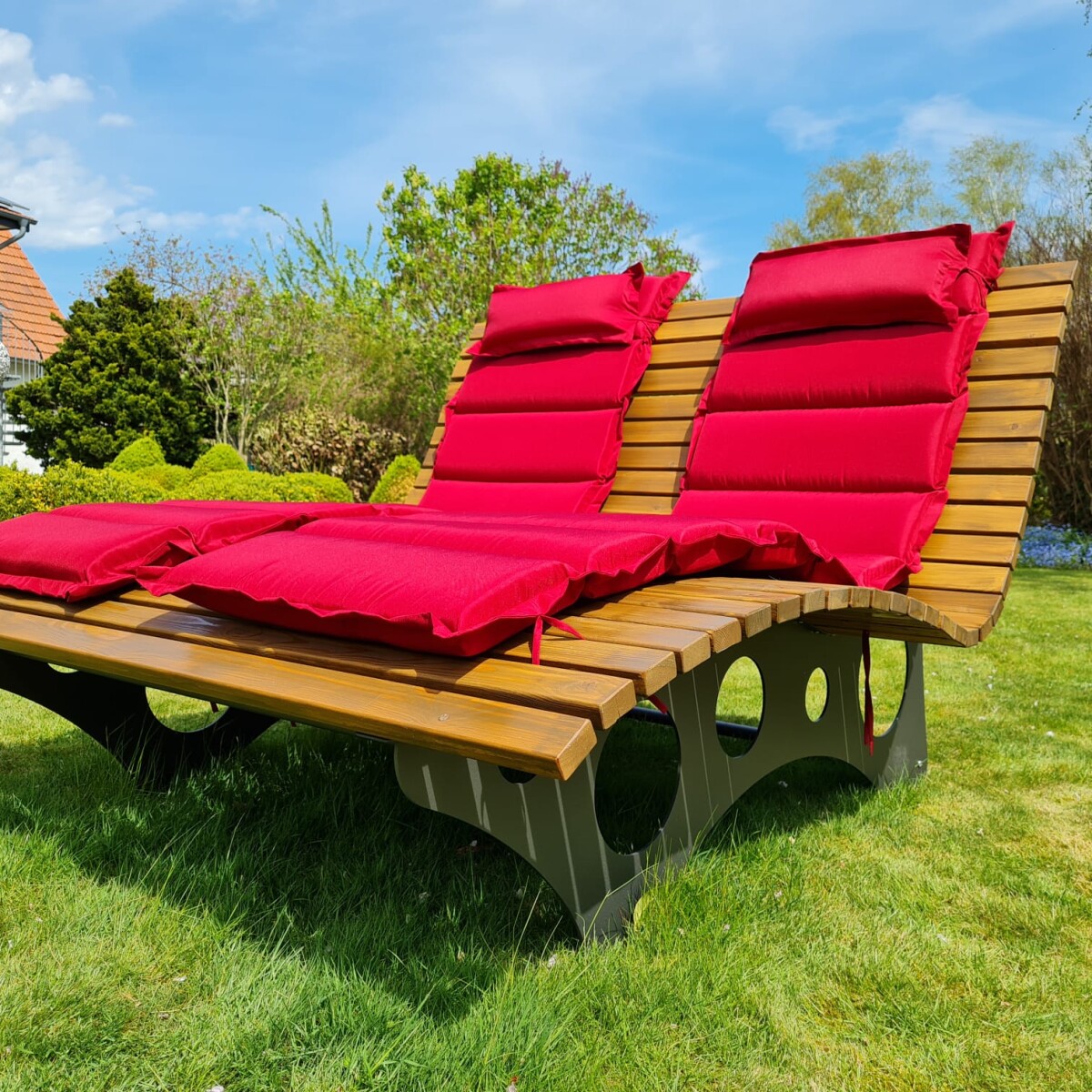 Home Deluxe Wellenliege NIRA Teak 148cm - Wetterfeste HDPE Liege Für Garten