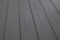 20 x 146 mm VIVADECK® BPC Woodgrain-Terrassendielen VDN01, Platin-Grau Massiv-Profil, Kombi-Profil eins. strukturgeprägt-eins. Glatt mit seitlicher Clip-Nut für VD022 & T3601, Längen: 295 cm (Ab KW 13 Verfügbar)