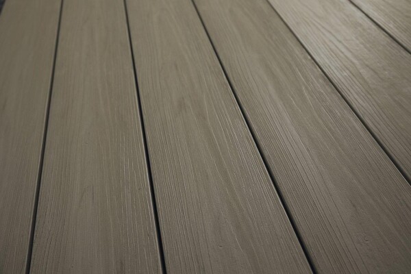 20 x 146 mm VIVADECK® BPC Woodgrain-Terrassendielen VDN03, Beige-Grau Massiv-Profil, Kombi-Profil eins. strukturgeprägt-eins. Glatt mit seitlicher Clip-Nut für VD022 & T3601, Längen: 295 cm (Ab KW 14 Verfügbar)