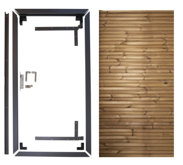 100 x 180 cm Nordstrand Torrahmen-Set, anthrazit Set bestehend aus: 1x Torrahmen anthrazit (4-teilig inkl. Winkel) 2x Winkelband 1x Drückergarnitur & Schloß 1x Anschlag 1x Schraubensatz 1x Klapse 1x Torfüllung TMT Kiefer Duo Art.- Nr.: NST65