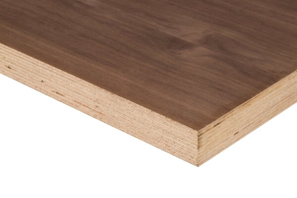 16 x 1250 x 2500 mm SAIS Saunaplex Nußbaum Platte, Deckfurnier Nußbaum A, Rückseite Werkswahl, Verleimung nach EN 314-2 (Klasse2), 7-fach, Dichtgefügte Ceiba Mittellagen