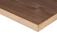 16 x 1250 x 2500 mm SAIS Saunaplex Nußbaum Platte, Deckfurnier Nußbaum A, Rückseite Werkswahl, Verleimung nach EN 314-2 (Klasse2), 7-fach, Dichtgefügte Ceiba Mittellagen