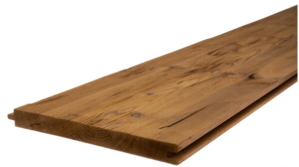 19 x 196 mm Espe Sauna Antik-Paneel N&F, rustikal, gehackt & gebürstet, Thermisch modifizierte Fichte 10 mm Feder, Lamellen verleimt (Bund: 4 St. / Längen nach Verfügbarkeit: 420-450-480-540 cm)