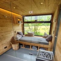 19 x 196 mm Espe Sauna Antik-Paneel N&F, rustikal, gehackt & gebürstet, Thermisch modifizierte Fichte 10 mm Feder, Lamellen verleimt (Bund: 4 St. / Längen nach Verfügbarkeit: 420-450-480-540 cm)