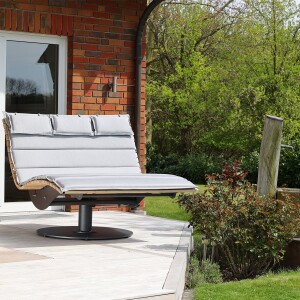 Das Waldsofa / Drehliege mit Kippfunktion, Auflage aus Accoya Latten gehobelt, 2 Untergestelle aus 5 mm Stahl + Beschichtung / Oberfläche Grundiert / Pulverbeschichtet - DB 703 Anthrazit, incl. 2 Ablagedielen, Format ca.: B 148 cm x H 120 cm x T 150 cm