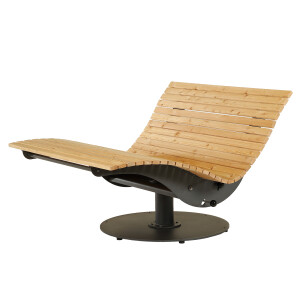 Das Waldsofa / Drehliege mit Kippfunktion, Auflage aus Accoya Latten gehobelt, 2 Untergestelle aus 5 mm Stahl + Beschichtung / Oberfläche Grundiert / Pulverbeschichtet - DB 703 Anthrazit, incl. 2 Ablagedielen, Format ca.: B 148 cm x H 120 cm x T 150 cm