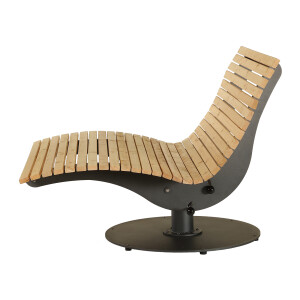 Das Waldsofa / Drehliege mit Kippfunktion, Auflage aus Accoya Latten gehobelt, 2 Untergestelle aus 5 mm Stahl + Beschichtung / Oberfläche Grundiert / Pulverbeschichtet - DB 703 Anthrazit, incl. 2 Ablagedielen, Format ca.: B 148 cm x H 120 cm x T 150 cm