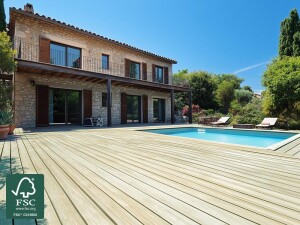 23 x 118 mm Robinie Terrassendiele bombiert, seitlich genutet, keilgezinkt ungedämpft, DK 1-2, technisch getr. a. 13-15%, fein geriffelt,  Länge: 300, 400 & 500 cm (Eingabe bei Bestellung / Menge = Lfm.) - Abverkauf