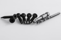 4,2 × 32 mm Schrauben schwarz MWVD3, Zur Befestigung von VivaDeck Kunststoff Rand- & Montageklammern, VivaDeck GCC, megawood WPC/GCC Terr. Dielen), incl. VE = 100 Schrauben, 1x T20 Langbit, 1x 3,2mm HSS Bohrer