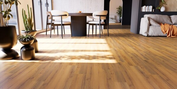 5,5 x 228 x 1224 mm Designboden Landhausdiele Rigid-Comfort "Palermo" incl. Trittschall, 0,55 mm Nutzschicht, Verlegesystem: AngleAngle, Synchronprägung, Microfase, Pak. 8 St. / 2,225 qm (Gewicht: 20,30 kg/Pak.), Palette: 97,856 qm