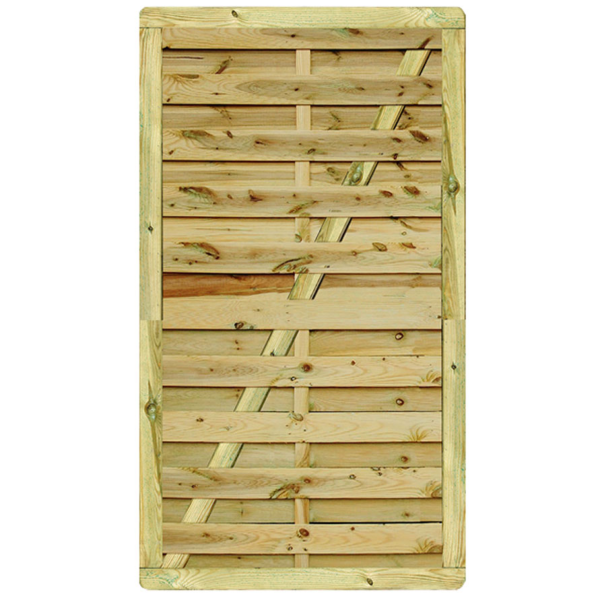 100 x 180 cm Dichtzaun-Tor Föhr, nord. Fichte Kesseldruckimprägniert grün, Rahmen 42 x 68 mm gehobelt, Lamellen 8 x 95 mm glatt gehobelt, V2A geschraub OHNE Einbauvorbereitung für Einsteckschloß