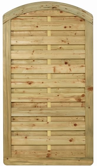 100 x 180/ 160 cm Bogen-Dichtzaun Tor Pellworm Nadelholz KDI grün, Rahmen 45 x 70 mm glatt gehobelt, Lamellen ca. 9 x 95 mm, V2A - verschraubt, geriffelt, OHNE Beschlag, Schloß & Einbauvorbereitung für Einsteckschloß