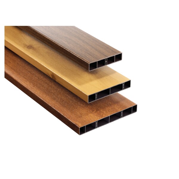 Hohlkammerbrett 150 x 25 mm, farbig, PVC, 6000 mm Eiche - Astfichte - Golden Oakwitterungsbeständig, formstabil,  Art.-Nr.: T&J-80872