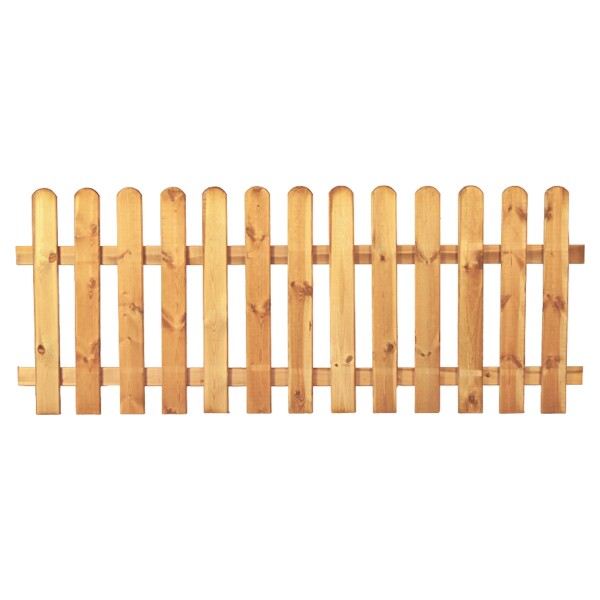 HEIKO-Gartenzaun gerade 200 x 100 cm, Latten 20/90 mm, glatt, kdi grün Riegel 25/70 mmwetterfest imprägniertes Holz, Zaunlatten 20 x 90 mm, gehobelt, Kopf gerundet,  Art.-Nr.: T&J-16004