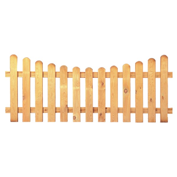 HEIKO-Gartenzaun Tiefbogen 200 x 80/65cm, Latten 20/90 mm, glatt, kdi grün Riegel 25/70 mmwetterfest imprägniertes Holz, Zaunlatten 20 x 90 mm, gehobelt, Kopf gerundet,  Art.-Nr.: T&J-16005