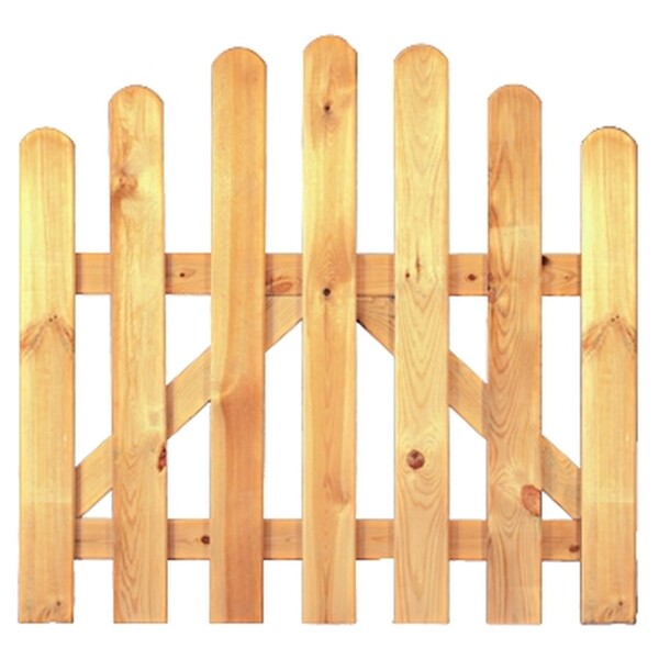 HEIKO-Gartentor Bogen 100 x 80/95 cm, Latten 20/90 mm, glatt, kdi grün Riegel 25/70 mm, ohne Beschlagwetterfest imprägniertes Holz, Zaunlatten 20 x 90 mm, gehobelt, Kopf gerundet,  Art.-Nr.: T&J-16024