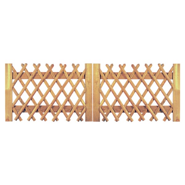 Jägerzaun Doppeltor 300 x 100 cm, Latten 55 mm, kdi braun ohne Beschlag, ohne Pfostenwetterfest imprägniertes Holz, die Zaunlatten sind miteinander vernagelt,  Art.-Nr.: T&J-16928