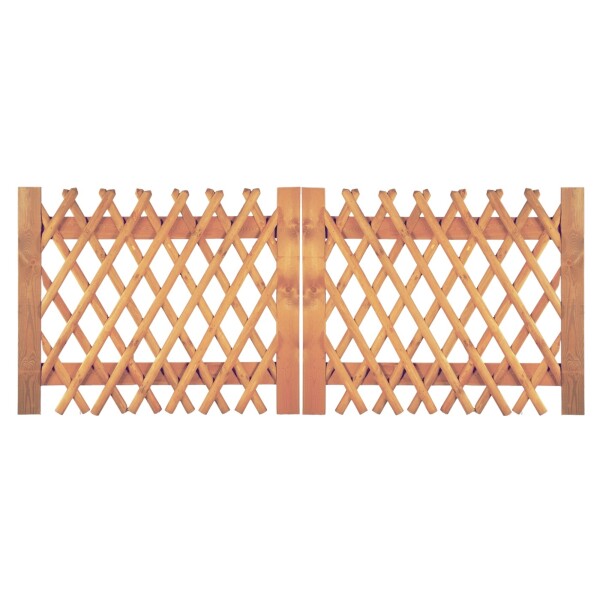 Jägerzaun Doppeltor 300 x 120 cm, Latten 55 mm, kdi braun ohne Beschlag, ohne Pfostenwetterfest imprägniertes Holz, die Zaunlatten sind miteinander vernagelt,  Art.-Nr.: T&J-16929