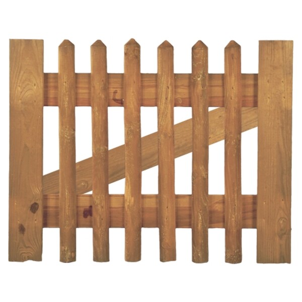 Senkrechtzaun Tor 100 x 80 cm, Latten 55 mm, kdi braun ohne Beschlag, ohne Pfostenwetterfest imprägniertes Holz, der Abstand zwischen den Zaunlatten beträgt ca. 6 cm,  Art.-Nr.: T&J-17021