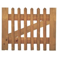 Senkrechtzaun Tor 100 x 80 cm, Latten 55 mm, kdi braun ohne Beschlag, ohne Pfostenwetterfest imprägniertes Holz, der Abstand zwischen den Zaunlatten beträgt ca. 6 cm,  Art.-Nr.: T&J-17021