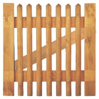 Senkrechtzaun Tor 100 x 100 cm, Latten 55 mm, kdi braun ohne Beschlag, ohne Pfostenwetterfest imprägniertes Holz, der Abstand zwischen den Zaunlatten beträgt ca. 6 cm,  Art.-Nr.: T&J-17022