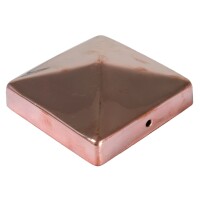 Pfostenabdeckung aus Metall 9 x 9 cm, Pyramide Kupfer schützt die Stirnseiten von Holzpfosten, verlängert die Lebensdauer von Holzpfosten,  Art.-Nr.: T&J-17510